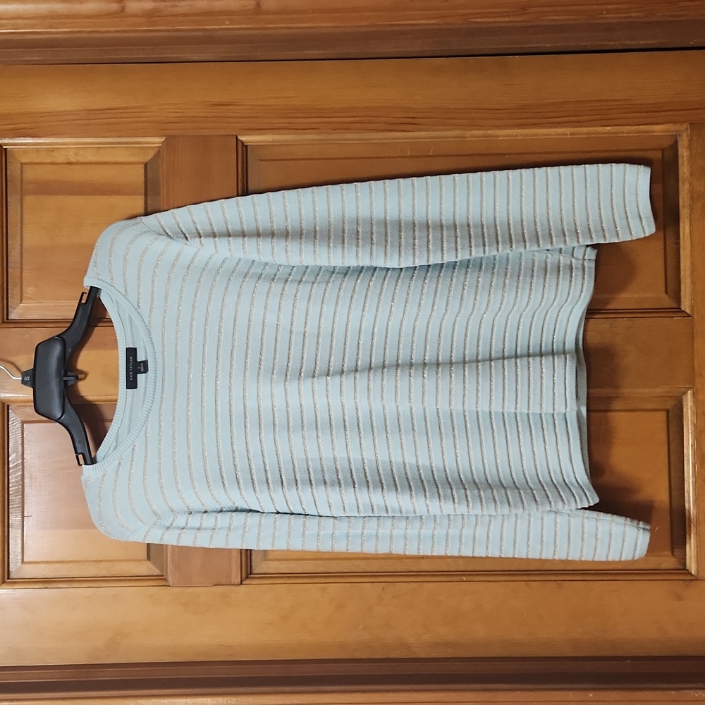 Ann Taylor Women's Size Medium Lightweight Sweater, Green/Gold, EUC